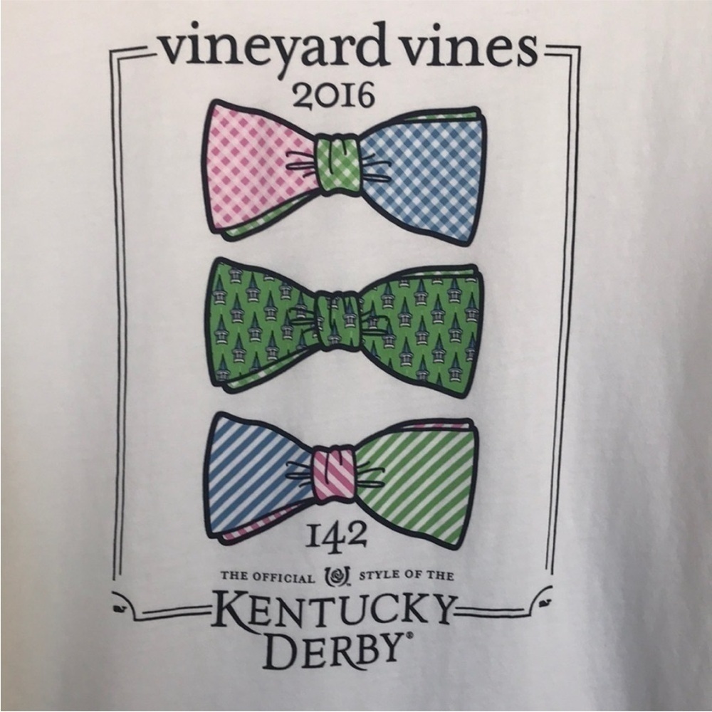 Vineyard Vines 2016 Kentucky Derby Bow Tie Short Sleeve Pocket Graphic T-shirt - Picture 3 of 9